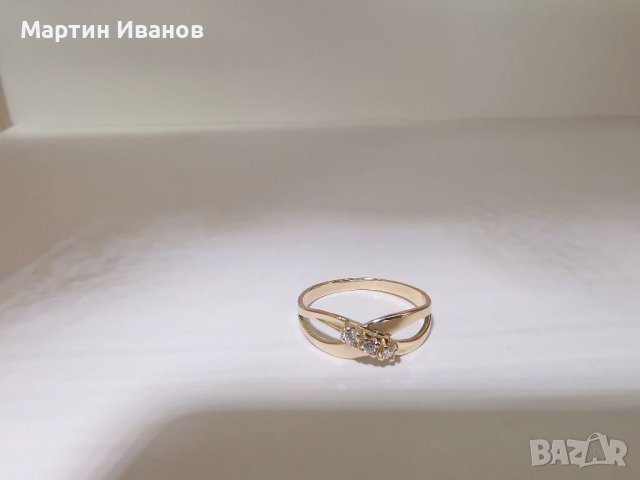 Златен пръстен с циркони 2.02гр, снимка 5 - Пръстени - 38755972