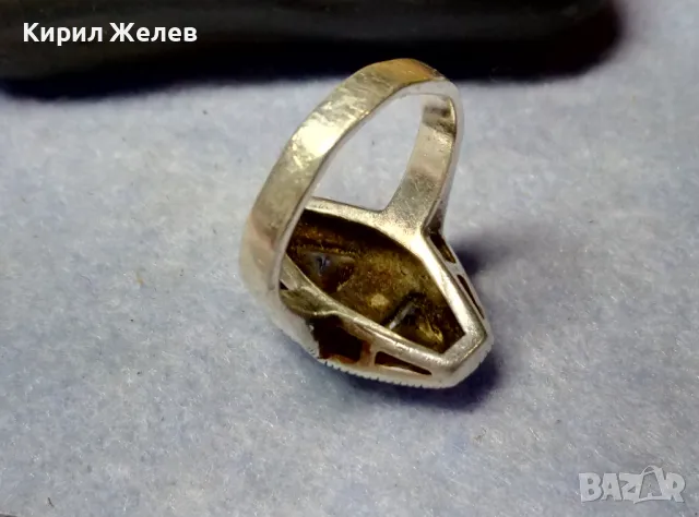 ШАРМАНТЕН СКЪПОЦЕНЕН СРЕБЪРЕН ПРЪСТЕН СРЕБРО 925 с БЯЛА ПОЗЛАТА ЛАБОРАТОРЕН МОЙСАНИТ МАРКАЗИТИ 48743, снимка 10 - Пръстени - 49346500