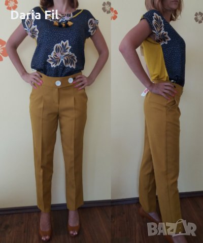 Златно жълт панталон до 3ХЛ, снимка 1 - Панталони - 30016583