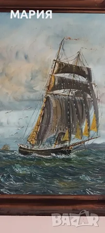 Страхотна картина „Ветроход в морето“ – масло / фазер (80х62 см)
