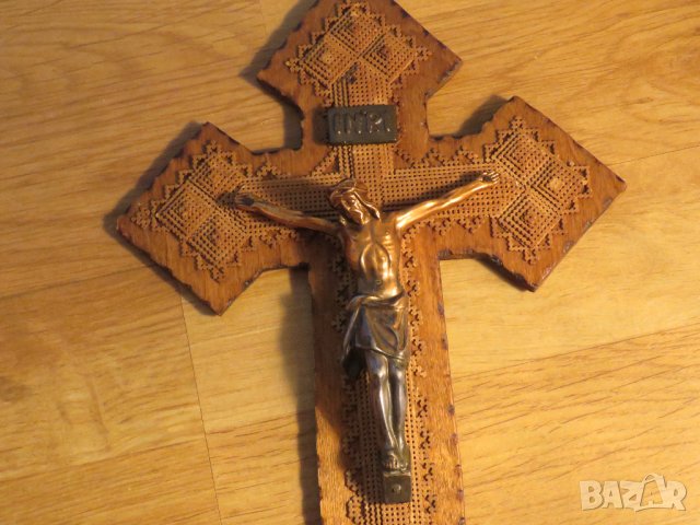 Стар кръст разпятие Исус Христос 28 х 18 см  бог религия, снимка 2 - Антикварни и старинни предмети - 34453055