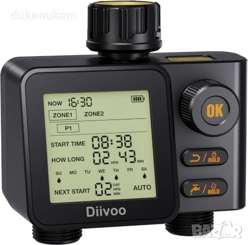 Програматор, таймер за напояване с 2 изхода, 6 независими програми - използван