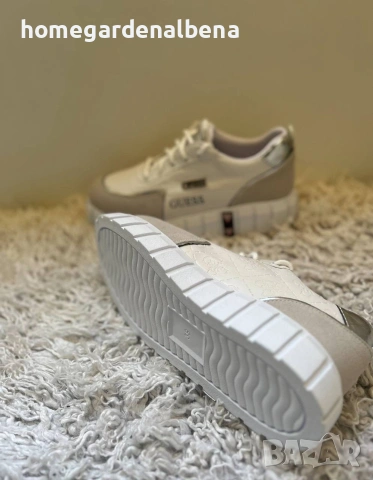 Дамски маратонки на платформа — бежово и бяло — леки и удобни — номера 36-40, снимка 2 - Маратонки - 54233577