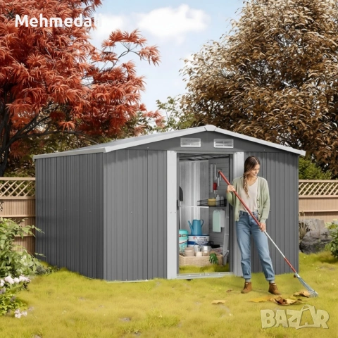 🏡 Метална градинска къща за инструменти с вентилация и заключване