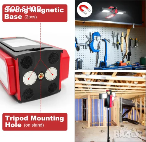 SYLSTAR Акумулаторна работна лампа, 3000 лумена LED с магнити, снимка 7 - Лампи за стена - 49580408