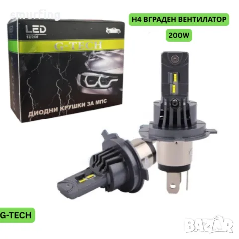 Диодни крушки H4 180W с вграден вентилатор LED