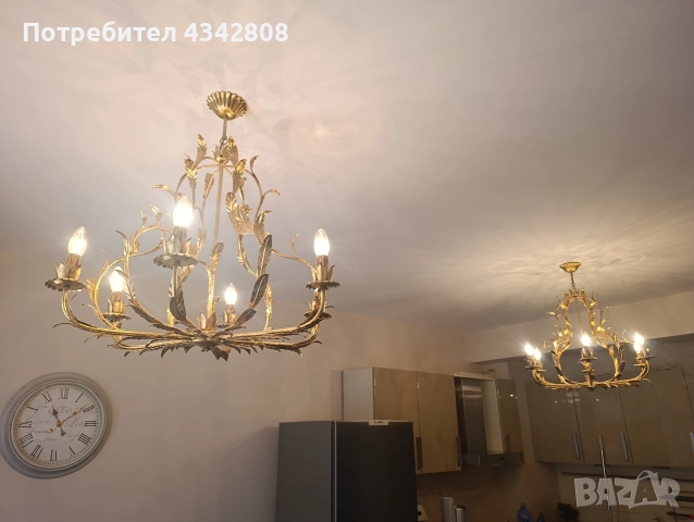 Голям винтидж полюлей 2 броя , снимка 3 - Лампи за таван - 52961807