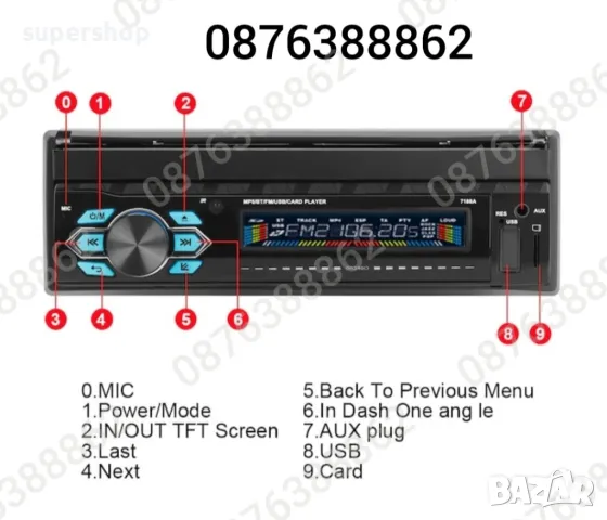 Мултимедия MP5 Авто плеър 7” дисплей, 1 din, bluetooth, Камера, Дистанционно, снимка 8 - Аксесоари и консумативи - 47999743