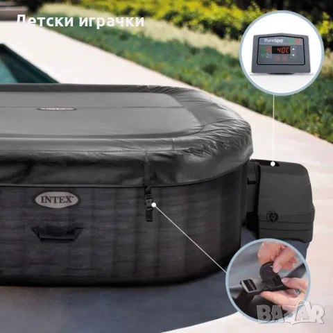 Надуваемо джакузи Intex PureSpa 239 х 188 х 71см, Greystone Bubble Deluxe, 6 места, снимка 5 - Други - 49899462