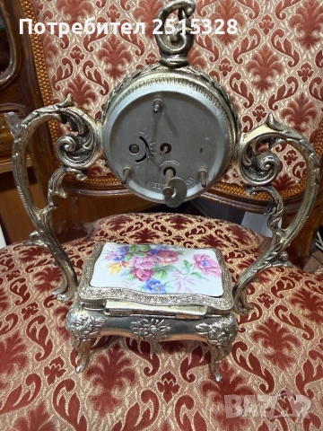 красив стар настолен часовник с кутия за бижута, снимка 5 - Антикварни и старинни предмети - 53233712