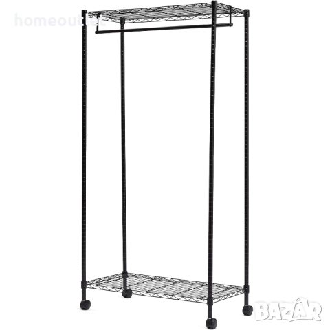 ПРОМОЦИЯ Метална закачалка за дрехи с колелца в черно SONGMICS LGR90P, снимка 2 - Закачалки - 51656254