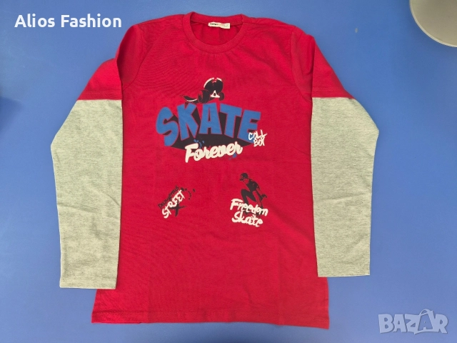 Koton детски дрехи, блуза/тениска момче SKATE Forever, червено-сиво, НОВО – 1бр. €5.99 / 3бр. €14.99
