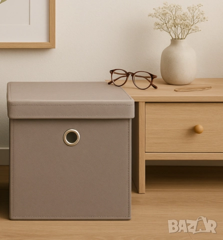 Комплект от 2 текстилни сгъваеми кутии за съхранение с капак, снимка 2 - Други стоки за дома - 52138215