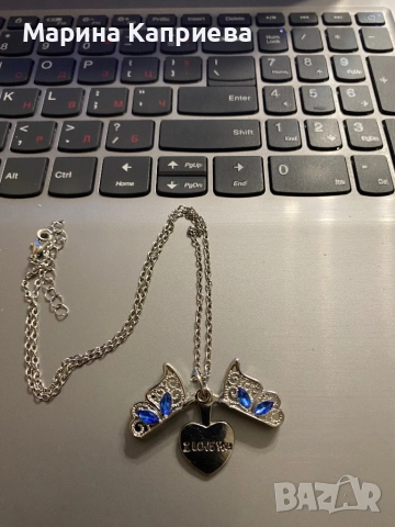 Колие отваряща се пеперуда. В наличност два цвята /К-84/, снимка 2 - Колиета, медальони, синджири - 51515658