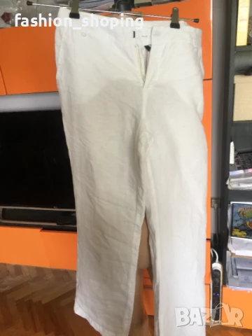 Дамски ленен панталон Benetton, размер 42, снимка 6 - Панталони - 50686415