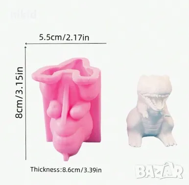 3D Голям Динозавър силиконов молд форма фондан шоколад гипс свещ декор украса сапун, снимка 4 - Форми - 47781181