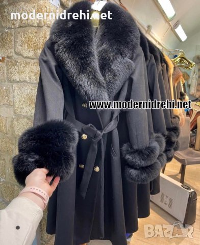 Дамско палто алпака кашмир и лисица код 403, снимка 1 - Палта, манта - 35653732