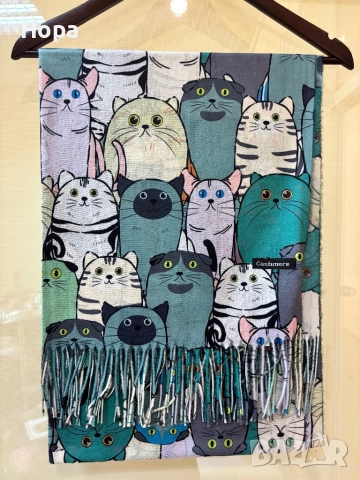 Шал Кашмир с Котки , снимка 8 - Шапки - 20048160