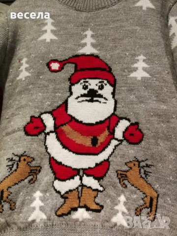 Топли детски пуловери, сив цеят с дядо Коледа , снимка 2 - Детски пуловери и жилетки - 38975044
