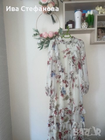 разкошна  нова дълга елегантна рокля  волани къдри Reaerved флорален нежен принт цветя, снимка 10 - Рокли - 42157211