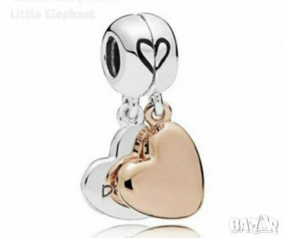 Висящ елемент Пандора сърца"Mother and Doughter",Rose Gold/нов