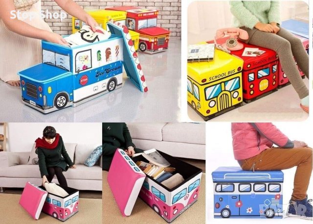 Детски автобус за игра сгъваема табуретка , снимка 6 - Мебели за детската стая - 40121579