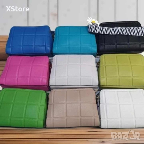 Стилна дамска кожена капитонирана чанта с дълга дебела дръжка и отделение с цип, снимка 6 - Чанти - 52583798