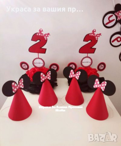 Украса За детски рожден ден на тема Мини Маус , снимка 2 - Други - 34890294