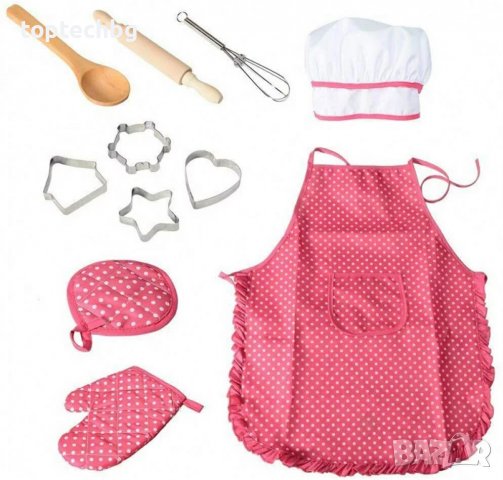 Детски готварски комплект с престилка и шапка за момиче, снимка 4 - Образователни игри - 38750673