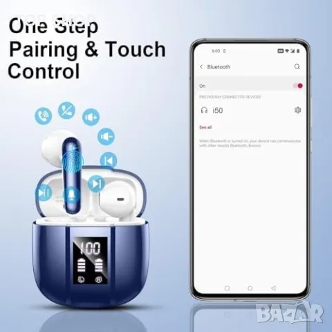 Нови Безжични Bluetooth 5.3 Слушалки с HiFi Звук Подарък, снимка 3 - Bluetooth слушалки - 49444234