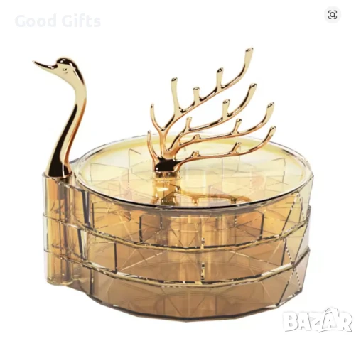 Луксозна въртяща се кутия за бижута Лебед и стойка за пръстени, снимка 6 - Други стоки за дома - 51187773