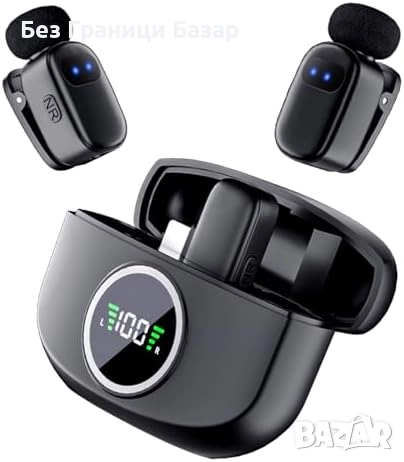 Нов Безжичен мини микрофон USB-C с шумопотискане и кейс 30 часа работа