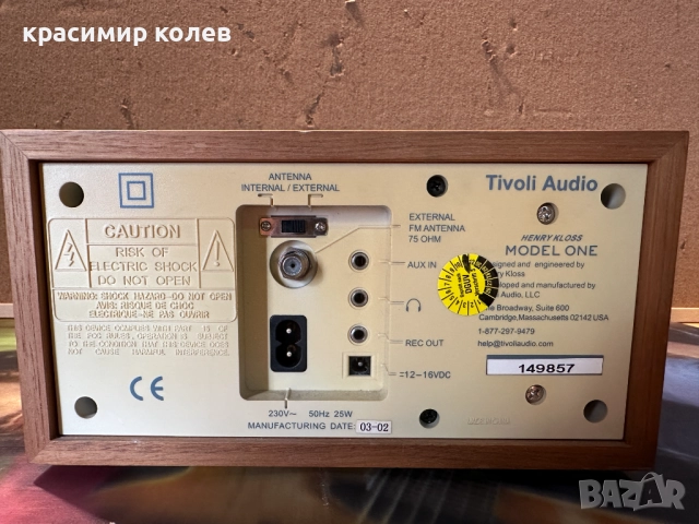 радиоприемник "TIVOLI Audio Model One"/Henry Kloss/, снимка 7 - Радиокасетофони, транзистори - 52729840
