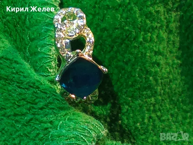 КРАСИВ ПОСРЕБРЕН МЕДЕН ПРЪСТЕН с ФАСЕТИРАН СИН КРИСТАЛ 34087, снимка 14 - Пръстени - 47124345