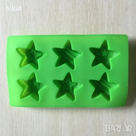 6 Големи звезди Звезда силиконов молд форма калъп фондан шоколад гипс свещ сапун кексчета мъфини, снимка 3 - Форми - 39224047