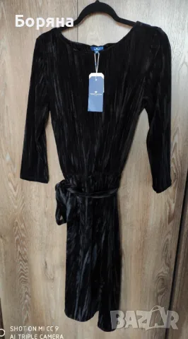 Tom Tailor нова с етикет черна миди рокля, снимка 2 - Рокли - 50018661