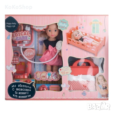 Кукла лекар с медицински аксесоари,чанта и легло, снимка 3 - Кукли - 53054799