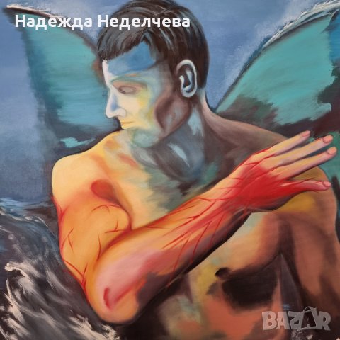 "Прераждане" - авторска картина с маслени бои, снимка 2 - Картини - 44212324