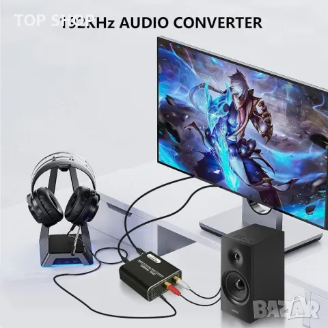 DAC цифров аудио конвертор ,Оптичен към RCA конвертор, цифров към аналогов аудио конвертор 192KHz,, снимка 7 - Приемници и антени - 48778198