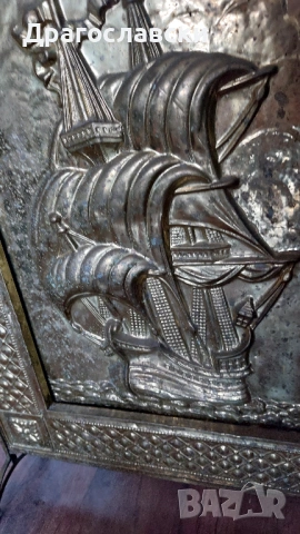 Предпазна решетка за камина, предпазно пано, мед, месинг 2 бр. различни, кораб, сцена бъчва, снимка 8 - Декорация за дома - 54320883