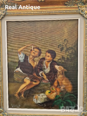 Превъзходна майсторска антикварна белгийска авторска картина масло върху платно , снимка 4 - Антикварни и старинни предмети - 51503640