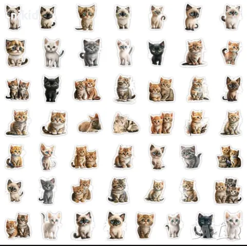 50 бр малки котенца котета коте котки самозалепващи лепенки стикери за украса декор картонена торта, снимка 3 - Други - 47933270