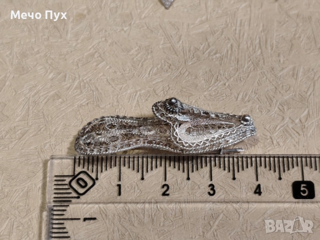 Сребърна брошка филигран - Пантофка (13), снимка 7 - Други - 52251067