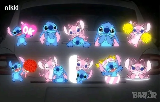 10 Стич Stitch стикер лепенка автомобил кола самозалепващ Светлоотразителни лепенки светлоотразителн