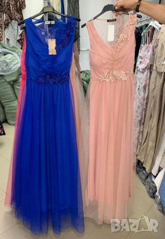 🌷Дълги официални рокли с тюл и нежни цветя  , снимка 2 - Рокли - 51834808