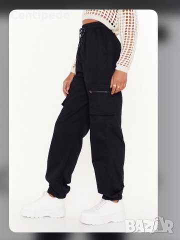 Cargo панталон с висока талия и странични джобове Nasty Gal, снимка 4 - Панталони - 30289769