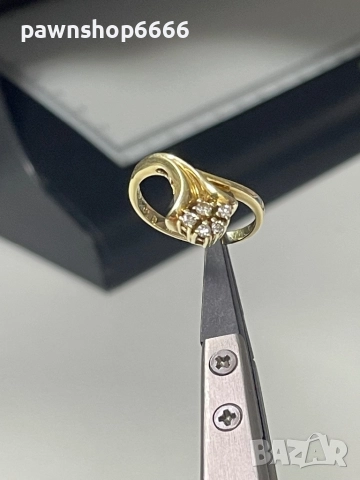 Златен пръстен 14 карата с брилянти 0,12 tcw, снимка 5 - Пръстени - 52202121