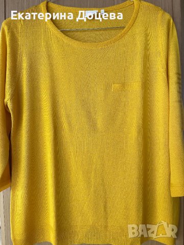 Жълта блуза фино памучно плетиво, снимка 1 - Блузи с дълъг ръкав и пуловери - 39099589
