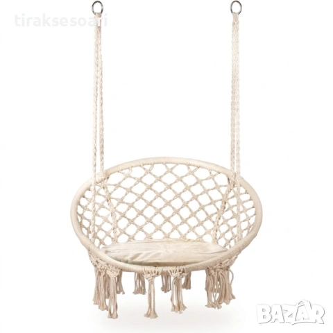Висяща люлка хамак стол 60x80x120см до 150кг 3 цвята градина тераса, снимка 6 - Градински мебели, декорация  - 54296528