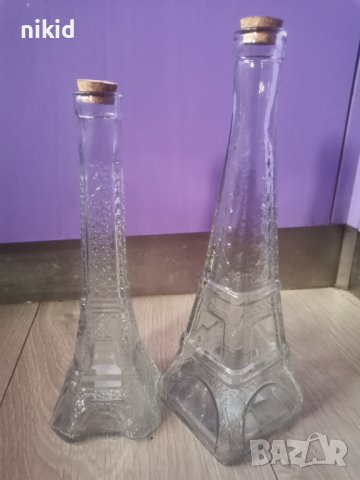 Стъклено шише стъклена бутилка Айфелова айфеловата кула, снимка 6 - Буркани, бутилки и капачки - 39150653